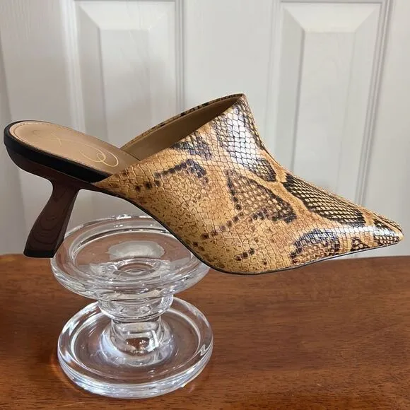 Sam Edelman Skya Snakeskin Print Embossed Leather Mules