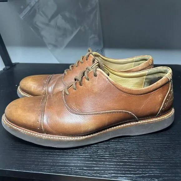 Samuel Hubbard Market Cap Oxfords Mens 10.5 Brown Leather Shoes Lace Up Wingtip