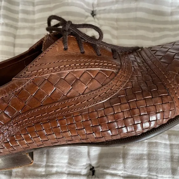 San Remo | Vintage woven brown oxfords dress shoes Handmade in Italy sz 8.5 9