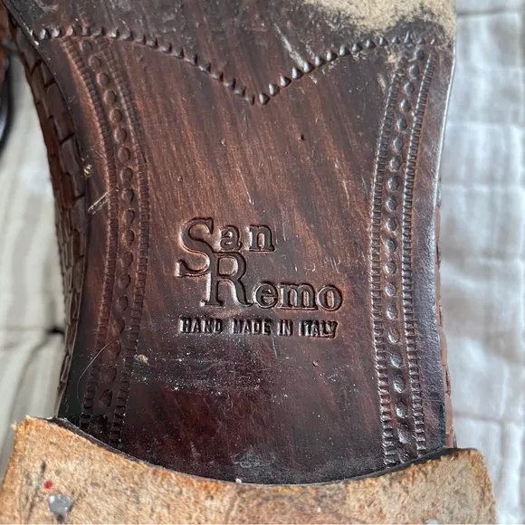 San Remo | Vintage woven brown oxfords dress shoes Handmade in Italy sz 8.5 9