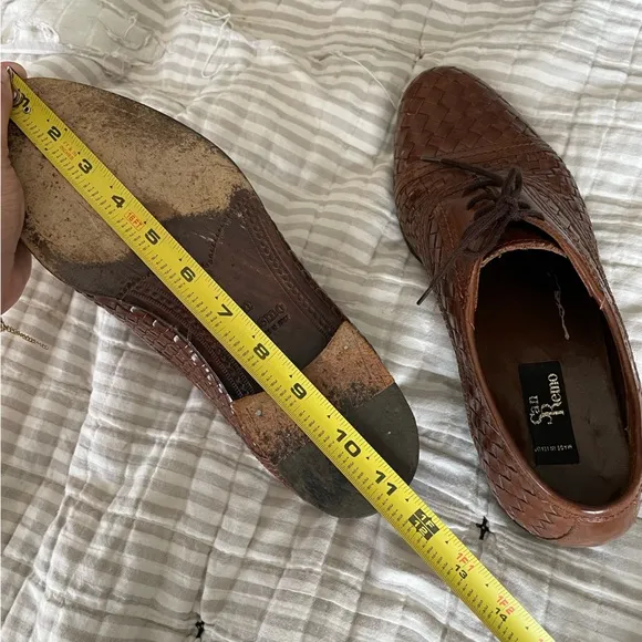 San Remo | Vintage woven brown oxfords dress shoes Handmade in Italy sz 8.5 9