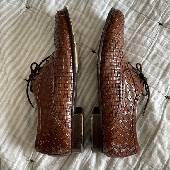 San Remo | Vintage woven brown oxfords dress shoes Handmade in Italy sz 8.5 9