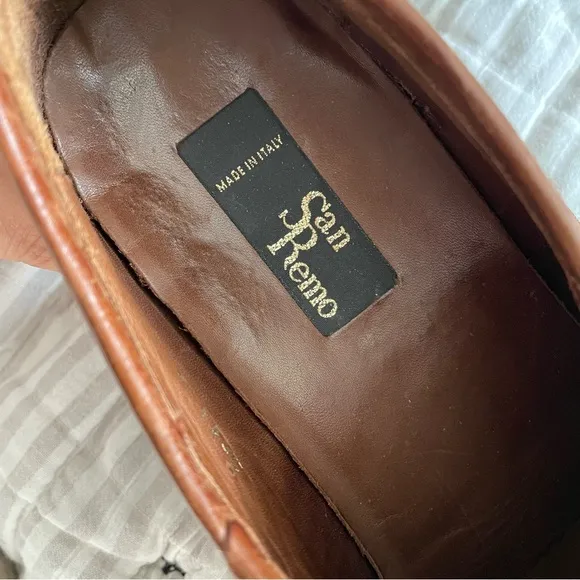 San Remo | Vintage woven brown oxfords dress shoes Handmade in Italy sz 8.5 9