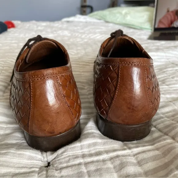 San Remo | Vintage woven brown oxfords dress shoes Handmade in Italy sz 8.5 9