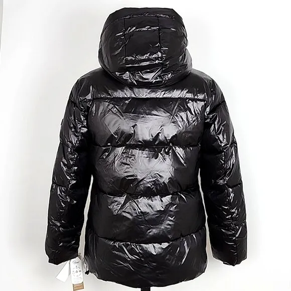 Sanctuary Women's Black Winter Coat Hooded Puffer-Up Premium Insulation Size M