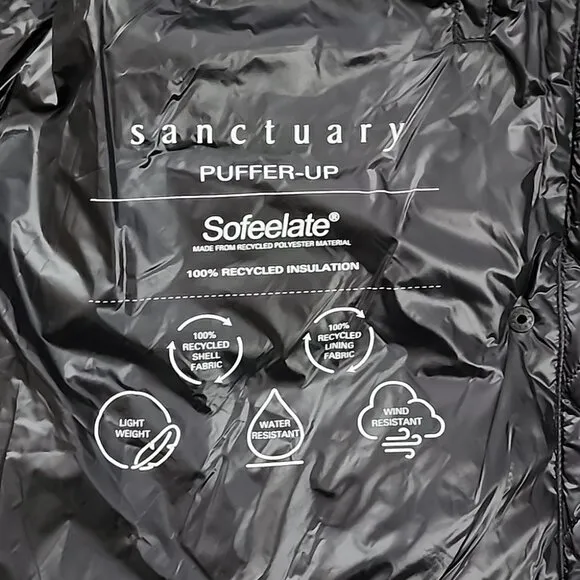 Sanctuary Women's Black Winter Coat Hooded Puffer-Up Premium Insulation Size M