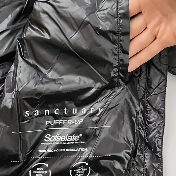Sanctuary Women's Black Winter Coat Hooded Puffer-Up Premium Insulation Size M