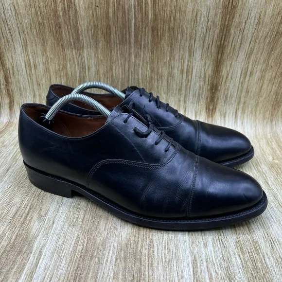Sanders Diplomat Men's Size 10.5 D Black Cap Oxfords Dress Shoes Made In England