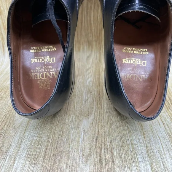 Sanders Diplomat Men's Size 10.5 D Black Cap Oxfords Dress Shoes Made In England