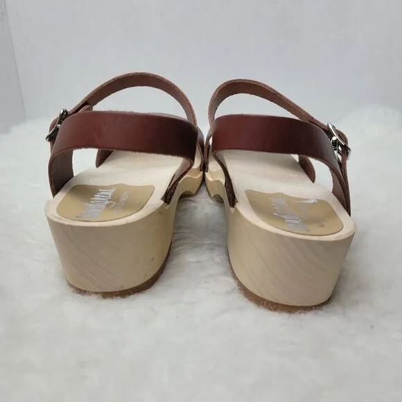 Sandgrens Clogs Vienna Low Sandal Cognac Brown Leather Size 8.5 US 39 EUR