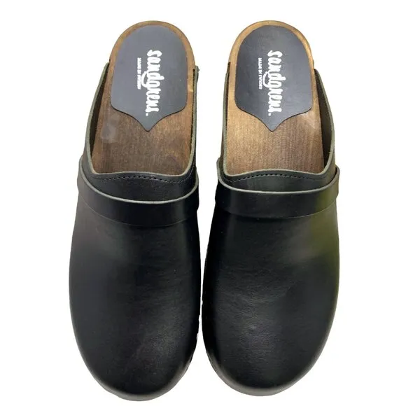 Sandgrens Malmö Leather‎ Classic Sweden Wooden Clogs/Mules