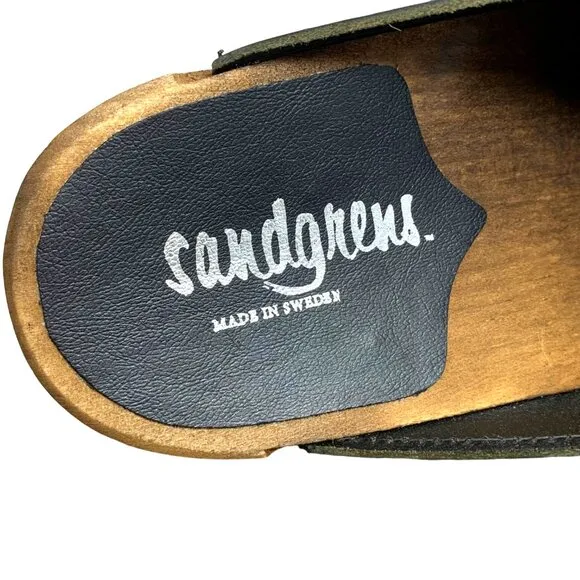 Sandgrens Malmö Leather‎ Classic Sweden Wooden Clogs/Mules