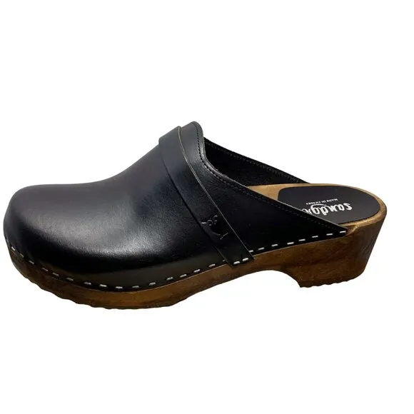 Sandgrens Malmö Leather‎ Classic Sweden Wooden Clogs/Mules