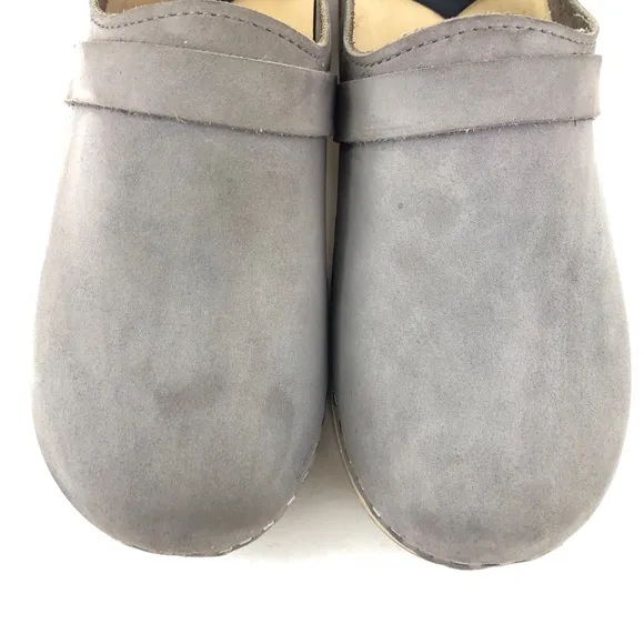 Sandgrens Tokyo Gray Nubuck Wooden Swedish Clogs EUR 41