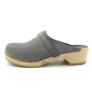 Sandgrens Tokyo Gray Nubuck Wooden Swedish Clogs EUR 41