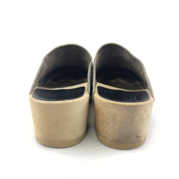 Sandgrens Tokyo Gray Nubuck Wooden Swedish Clogs EUR 41