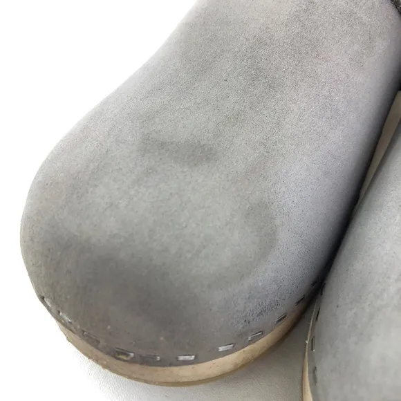 Sandgrens Tokyo Gray Nubuck Wooden Swedish Clogs EUR 41