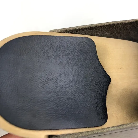 Sandgrens Tokyo Gray Nubuck Wooden Swedish Clogs EUR 41