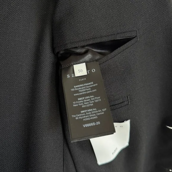 Sandro Paris Men’s Black Wool Slim Fit Blazer, EU50/US40