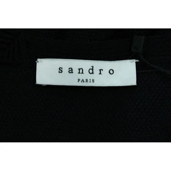 Sandro Paris Sleeveless Lace Trimmed Short Dress in Black Polyamide