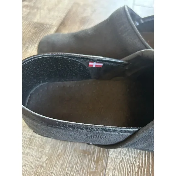 Sanita Black Leather Comfort Nursing Clogs Womens Size 42(11)