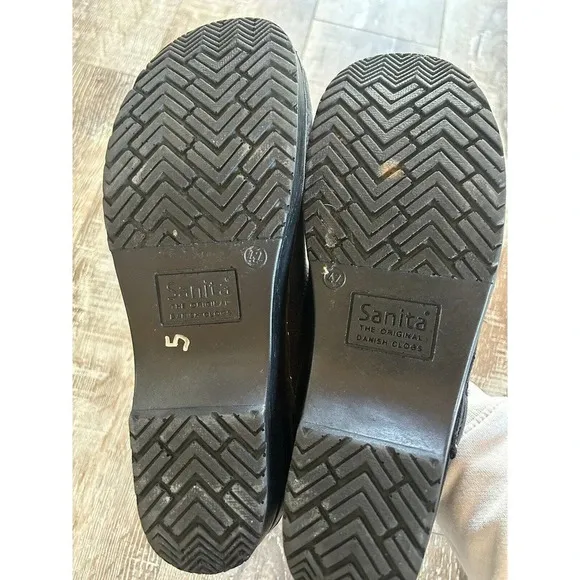 Sanita Black Leather Comfort Nursing Clogs Womens Size 42(11)
