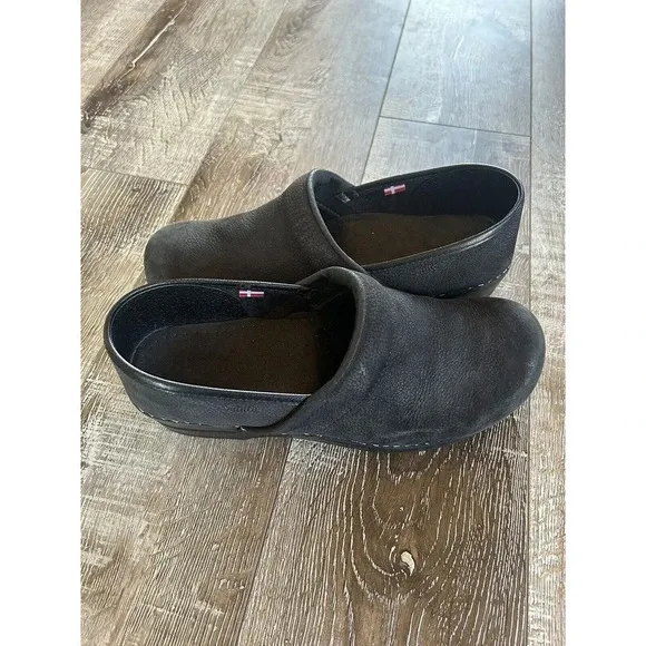 Sanita Black Leather Comfort Nursing Clogs Womens Size 42(11)