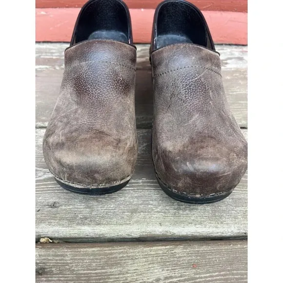 Sanita Brown Leather Original Danish Women's Casual Clogs Size EU 42 US 11