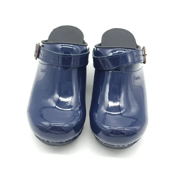 SANITA Estelle Convertible Slingback Pantent Leather Work Clog Blue Size 37