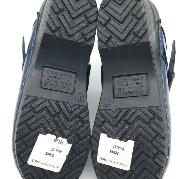 SANITA Estelle Convertible Slingback Pantent Leather Work Clog Blue Size 37