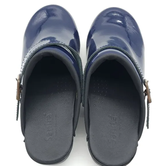 SANITA Estelle Convertible Slingback Pantent Leather Work Clog Blue Size 37