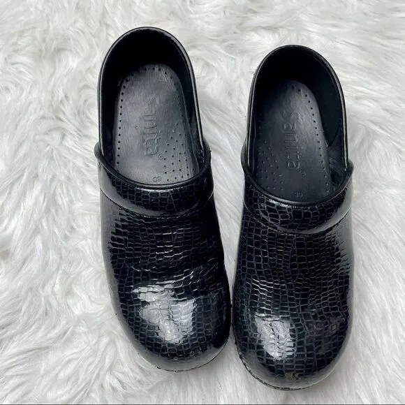 Sanita Patent Leather Anaconda Pro Patterned Clogs