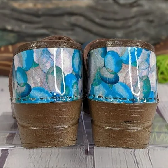 Sanita The Original Danish Clogs Blue Bubble Print Nurse Clogs