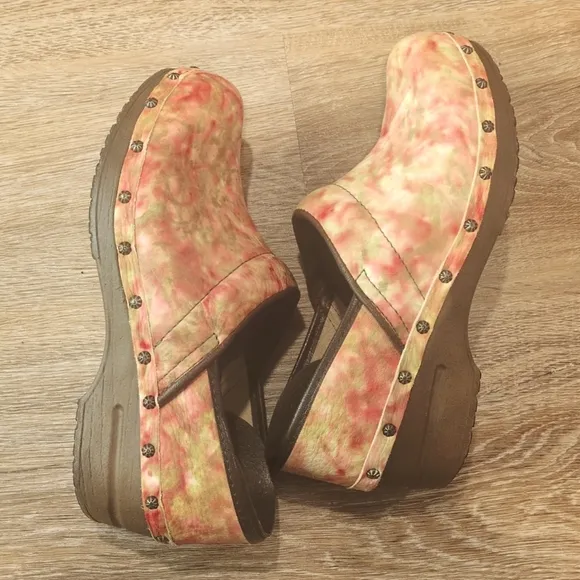 Sanita Women's Clogs in Pink and Green size 37 Euro (7 US)
