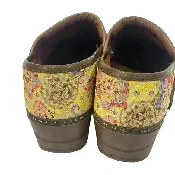 Sanita Women's Lace Floral Multicolored Slip On Comfort Clogs Shoes 37 US 6