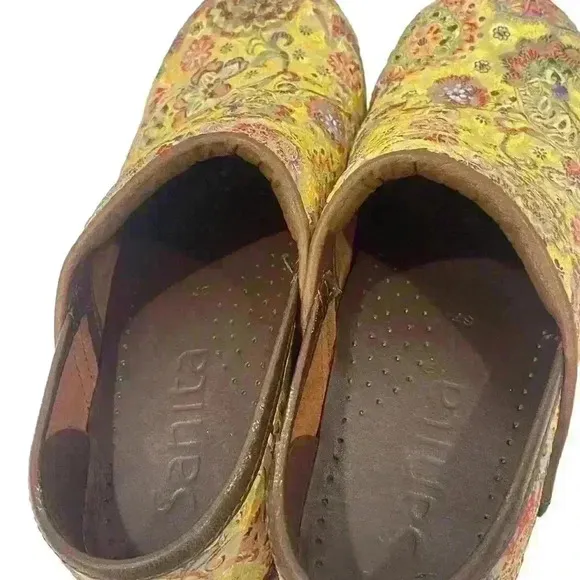 Sanita Women's Lace Floral Multicolored Slip On Comfort Clogs Shoes 37 US 6