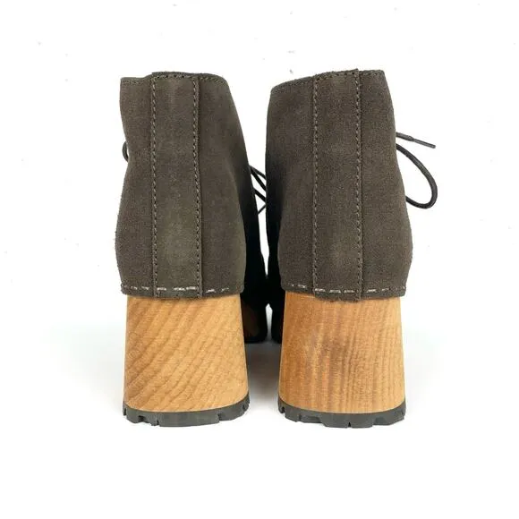 Sanita Womens Ulla Danish Clogs Lace Up Platform Block Heel Coffee Brown Size 37
