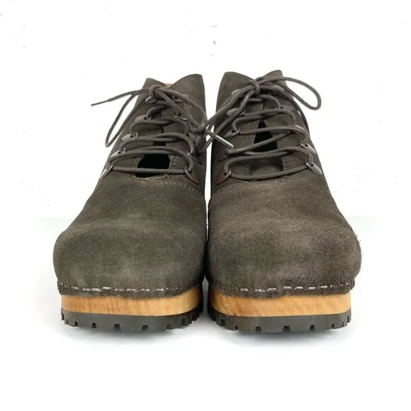 Sanita Womens Ulla Danish Clogs Lace Up Platform Block Heel Coffee Brown Size 37