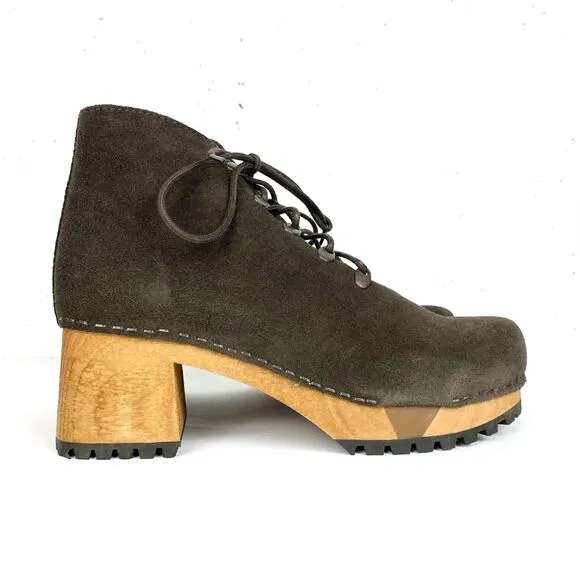 Sanita Womens Ulla Danish Clogs Lace Up Platform Block Heel Coffee Brown Size 37