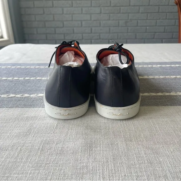 Santoni Cap Toe Leather Lace Up Oxford Sneakers Dark Grey Size 11.5