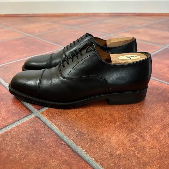 Santoni Leather Cap-Toe Oxfords Size 10.5