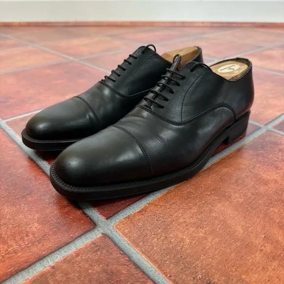 Santoni Leather Cap-Toe Oxfords Size 10.5