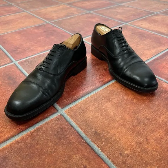 Santoni Leather Cap-Toe Oxfords Size 10.5