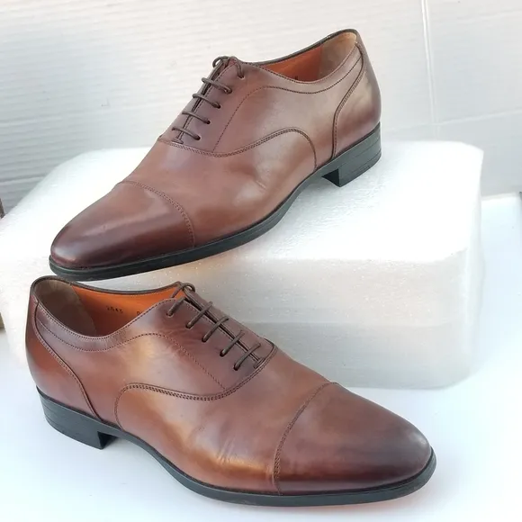 Santoni Men's Darian Calfskin Leather Oxfords