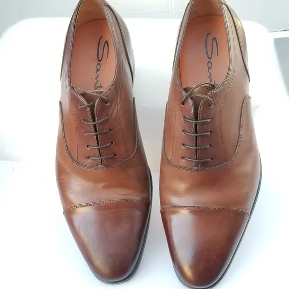 Santoni Men's Darian Calfskin Leather Oxfords