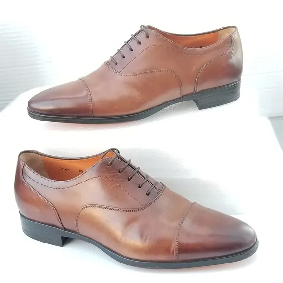 Santoni Men's Darian Calfskin Leather Oxfords