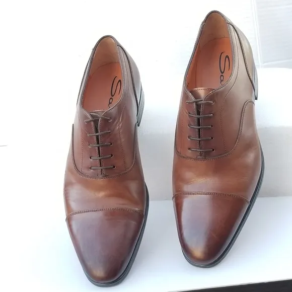 Santoni Men's Darian Calfskin Leather Oxfords