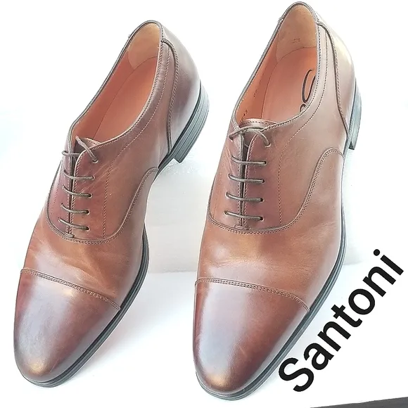 Santoni Men's Darian Calfskin Leather Oxfords