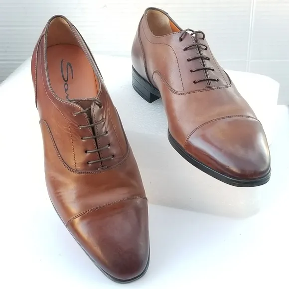 Santoni Men's Darian Calfskin Leather Oxfords