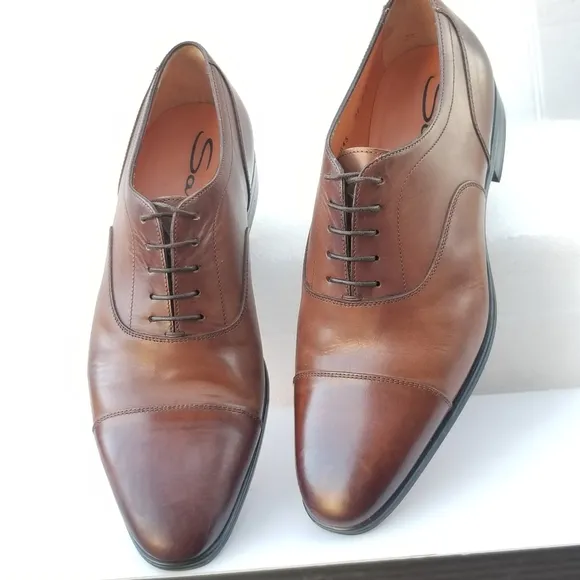 Santoni Men's Darian Calfskin Leather Oxfords